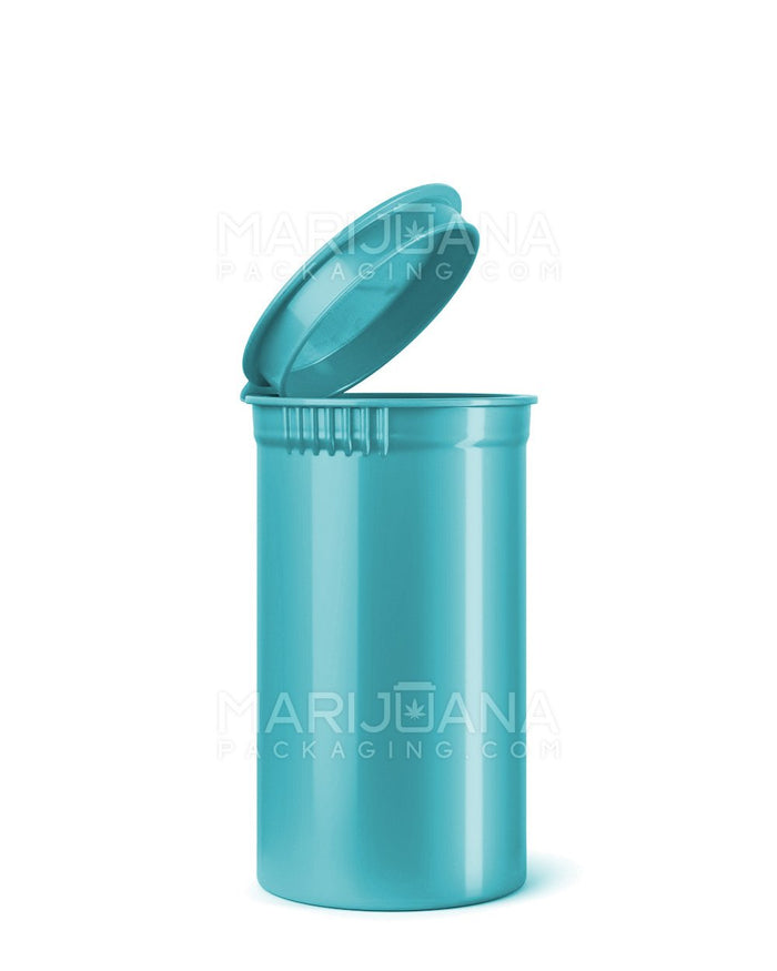 Child Resistant Opaque Aqua Pop Top Bottles | 19dr - 3.5g | Sample Image