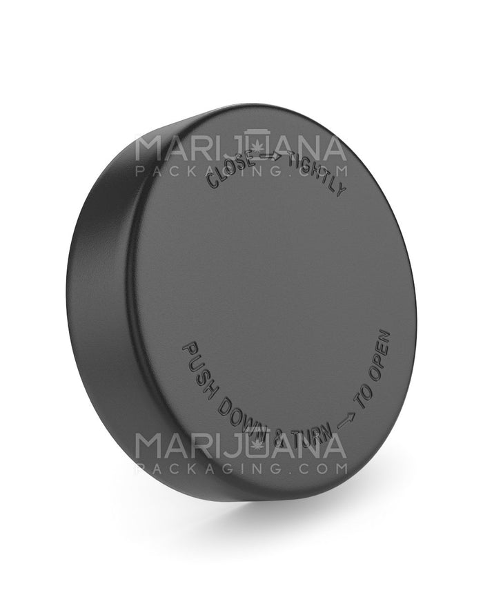 Child Resistant Push Down & Turn Plastic Caps | 78mm - Semi Gloss Black | Sample Image