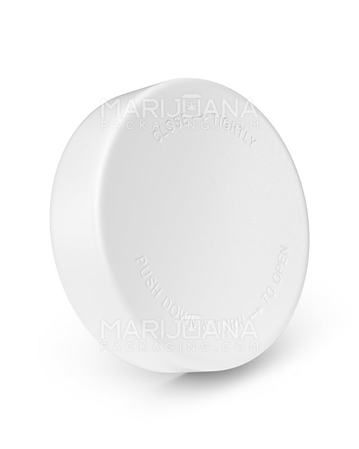 Child Resistant Push Down & Turn Plastic Caps | 78mm - Semi Gloss White | Sample Image