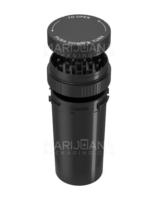 Child Resistant Push & Turn Vial with Grinder Cap | 40dr - Black Plastic | Sample - 1