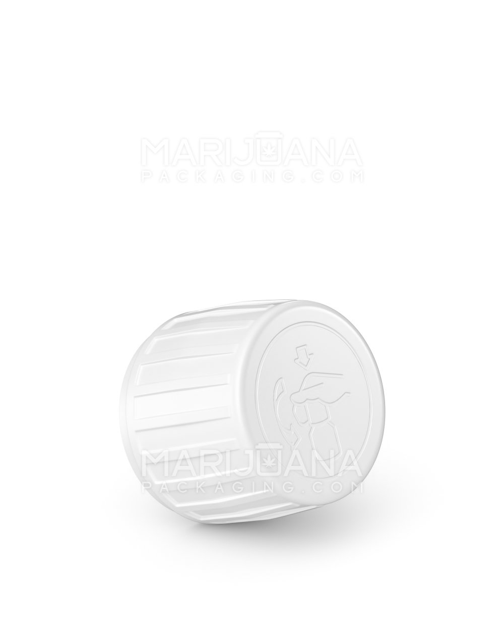 Child Resistant Ribbed Push Down & Turn Plastic Caps | 28mm - Semi Gloss White | Sample - 1