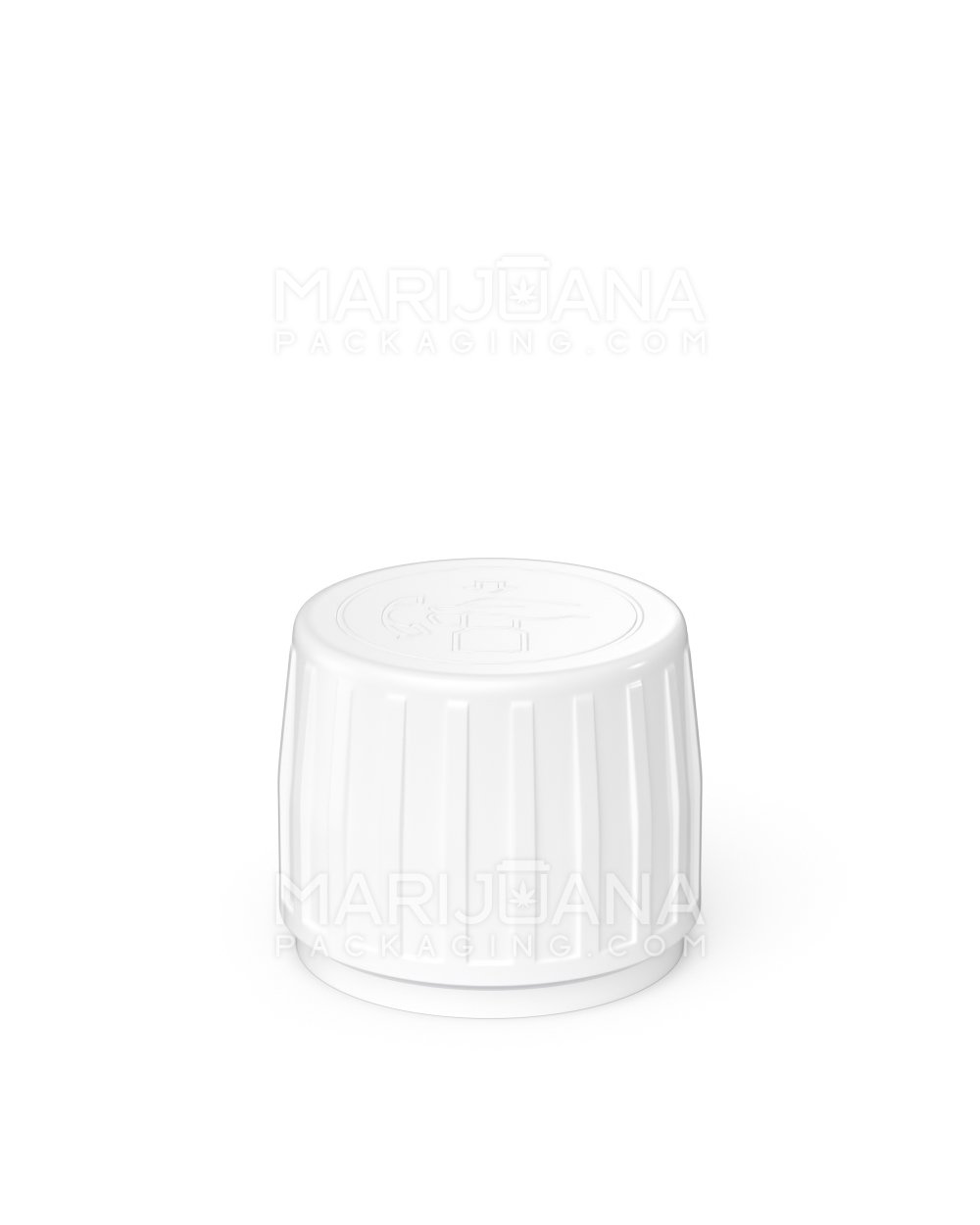 Child Resistant Ribbed Push Down & Turn Plastic Caps | 28mm - Semi Gloss White | Sample - 3