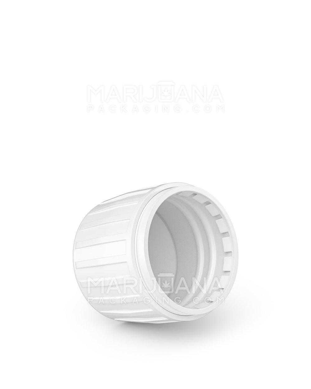 Child Resistant Ribbed Push Down & Turn Plastic Caps | 28mm - Semi Gloss White | Sample - 2