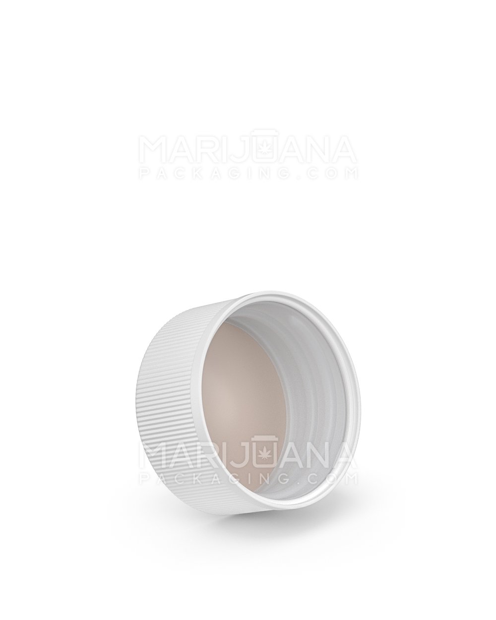 Child Resistant | Ribbed Push Down & Turn Plastic Caps w/ Teflon Liner | 28mm - Semi Gloss White - 504 Count - 2