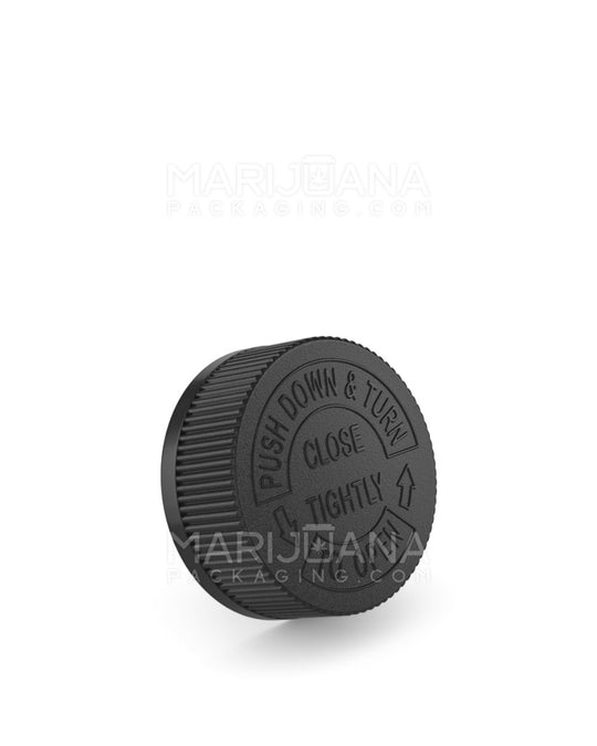 Child Resistant Ribbed Push Down & Turn Plastic Caps | 38mm - Semi Gloss Black | Sample - 1