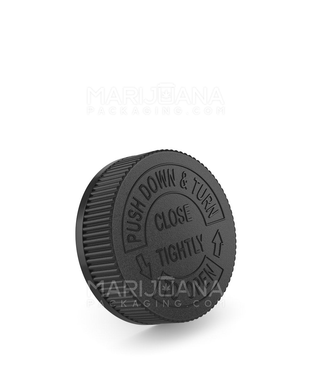 Child Resistant Ribbed Push Down & Turn Plastic Caps | 53mm - Semi Gloss Black | Sample - 1