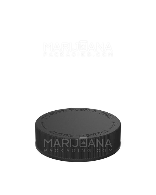 Child Resistant | Ribbed Push Down & Turn Plastic Caps w/ Foam Liner | 53mm - Semi Gloss Black - 120 Count - 3