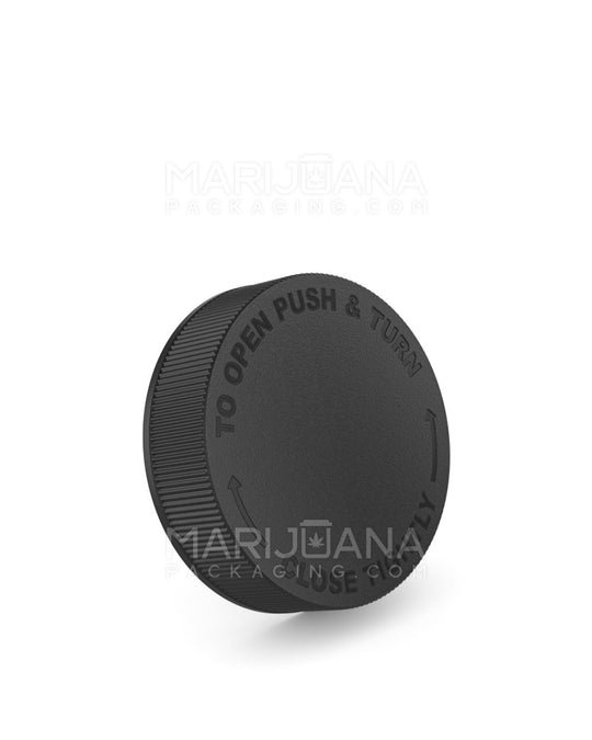 Child Resistant | Ribbed Push Down & Turn Plastic Caps w/ Foam Liner | 53mm - Semi Gloss Black - 120 Count - 1