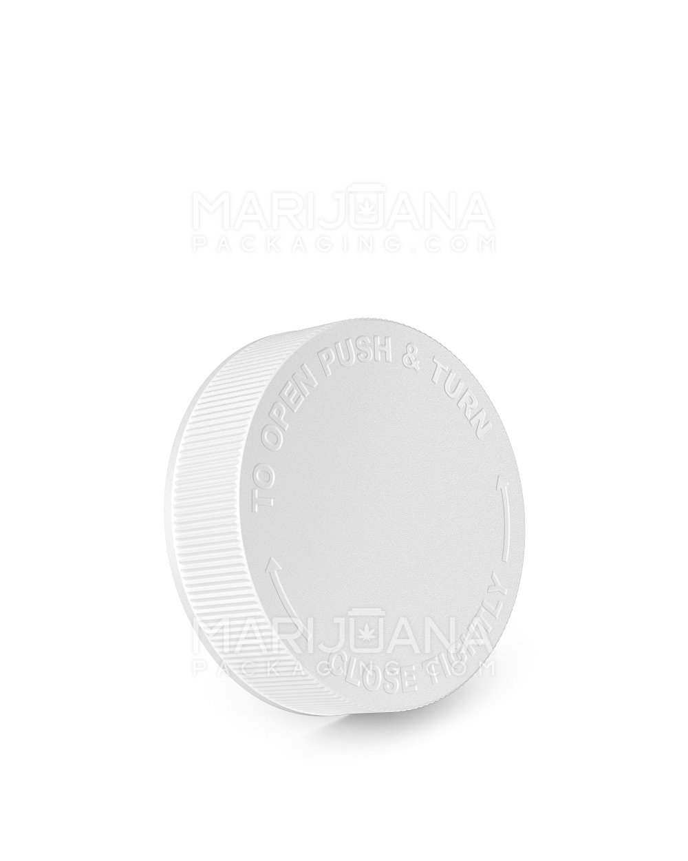 Child Resistant Ribbed Push Down & Turn Plastic Caps | 53mm - Semi Gloss White | Sample - 1