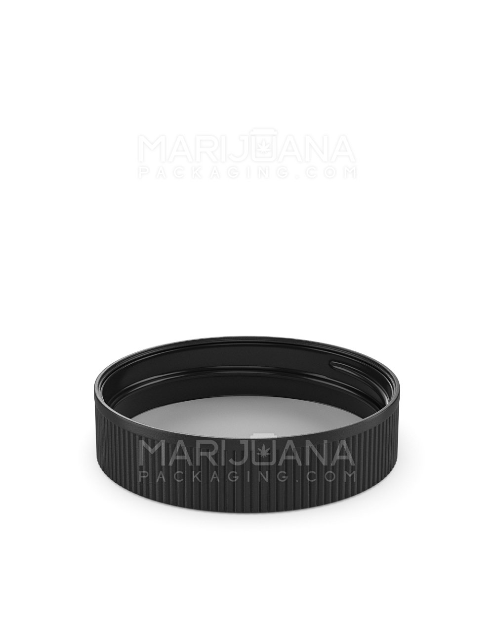 Child Resistant | Ribbed Push Down & Turn Plastic Caps w/ Foam Liner | 63mm - Matte Black - 12 Count - 4