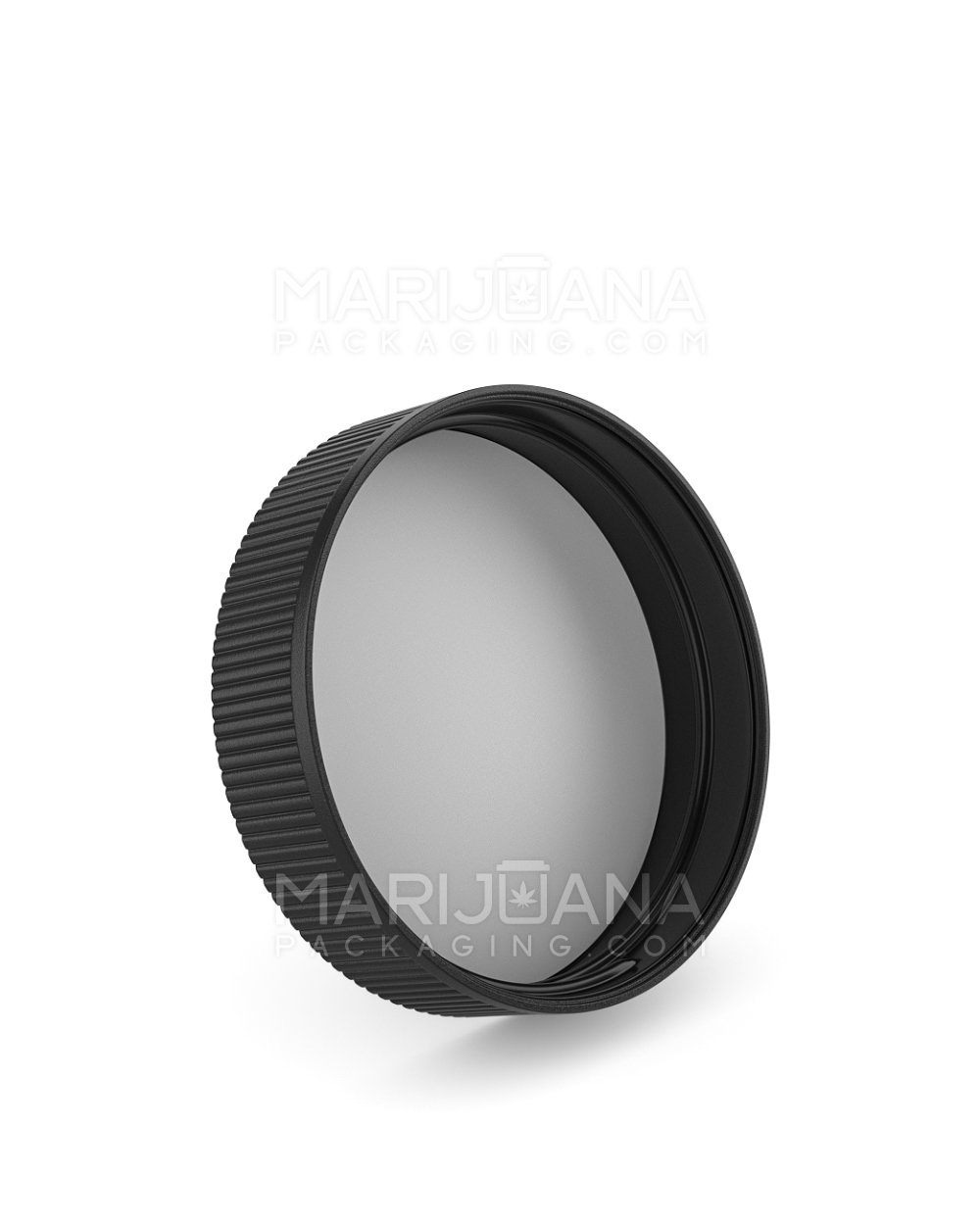 Child Resistant | Ribbed Push Down & Turn Plastic Caps w/ Foam Liner | 63mm - Matte Black - 12 Count - 2