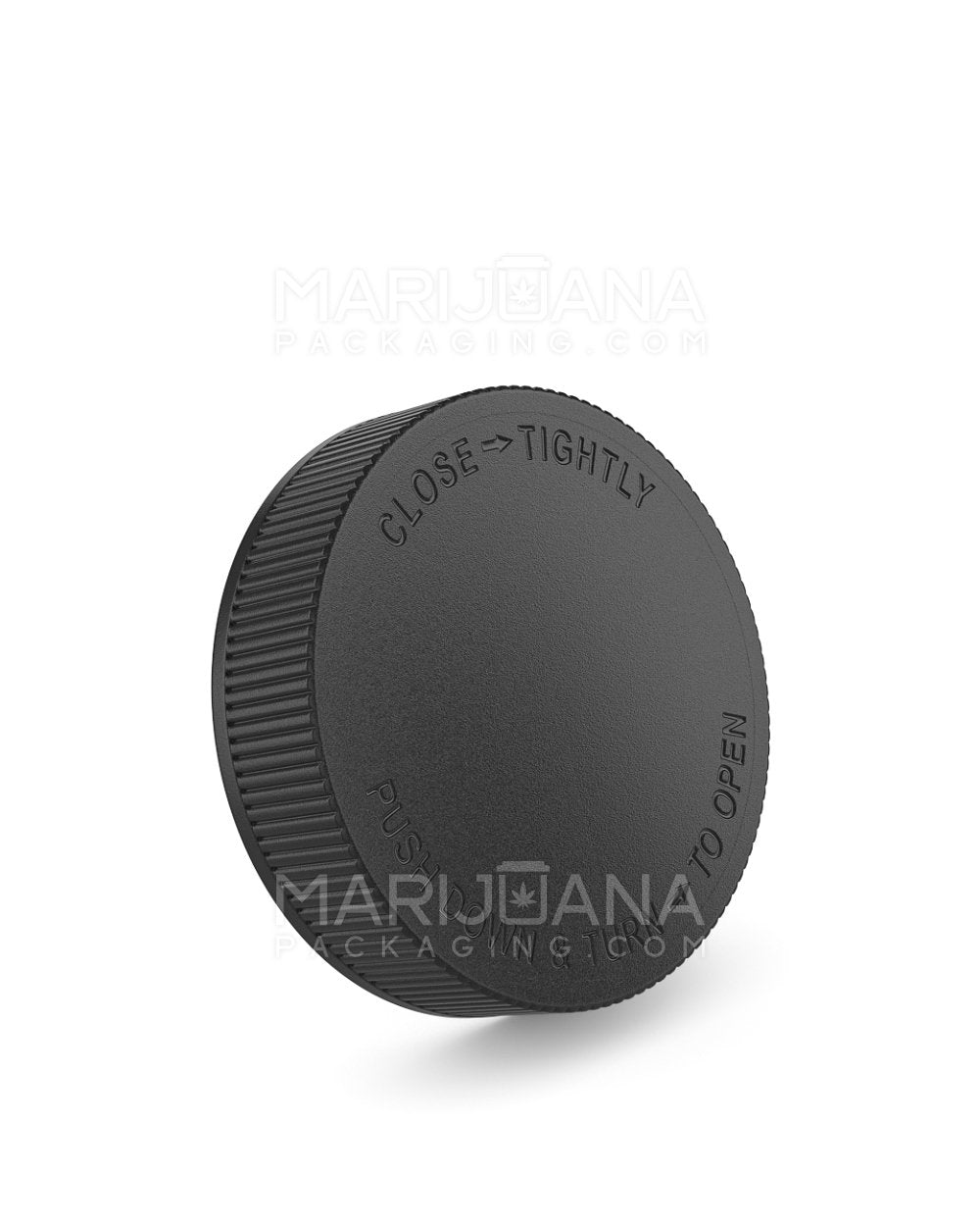 Child Resistant | Ribbed Push Down & Turn Plastic Caps w/ Foam Liner | 63mm - Matte Black - 12 Count - 1