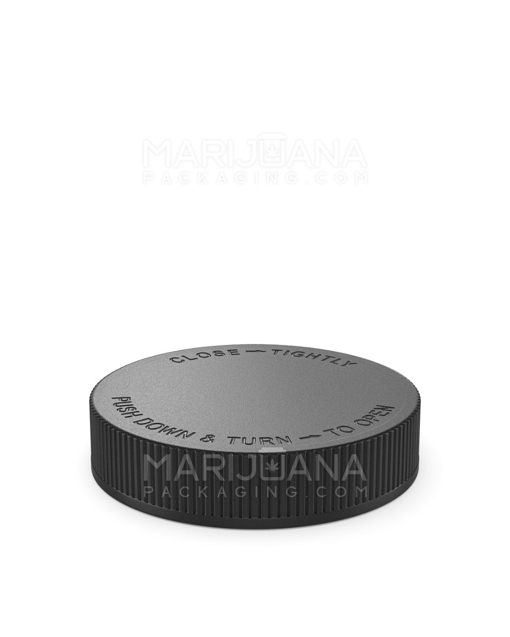 Child Resistant | Ribbed Push Down & Turn Plastic Caps w/ Foam Liner | 70mm - Matte Black - 36 Count - 4