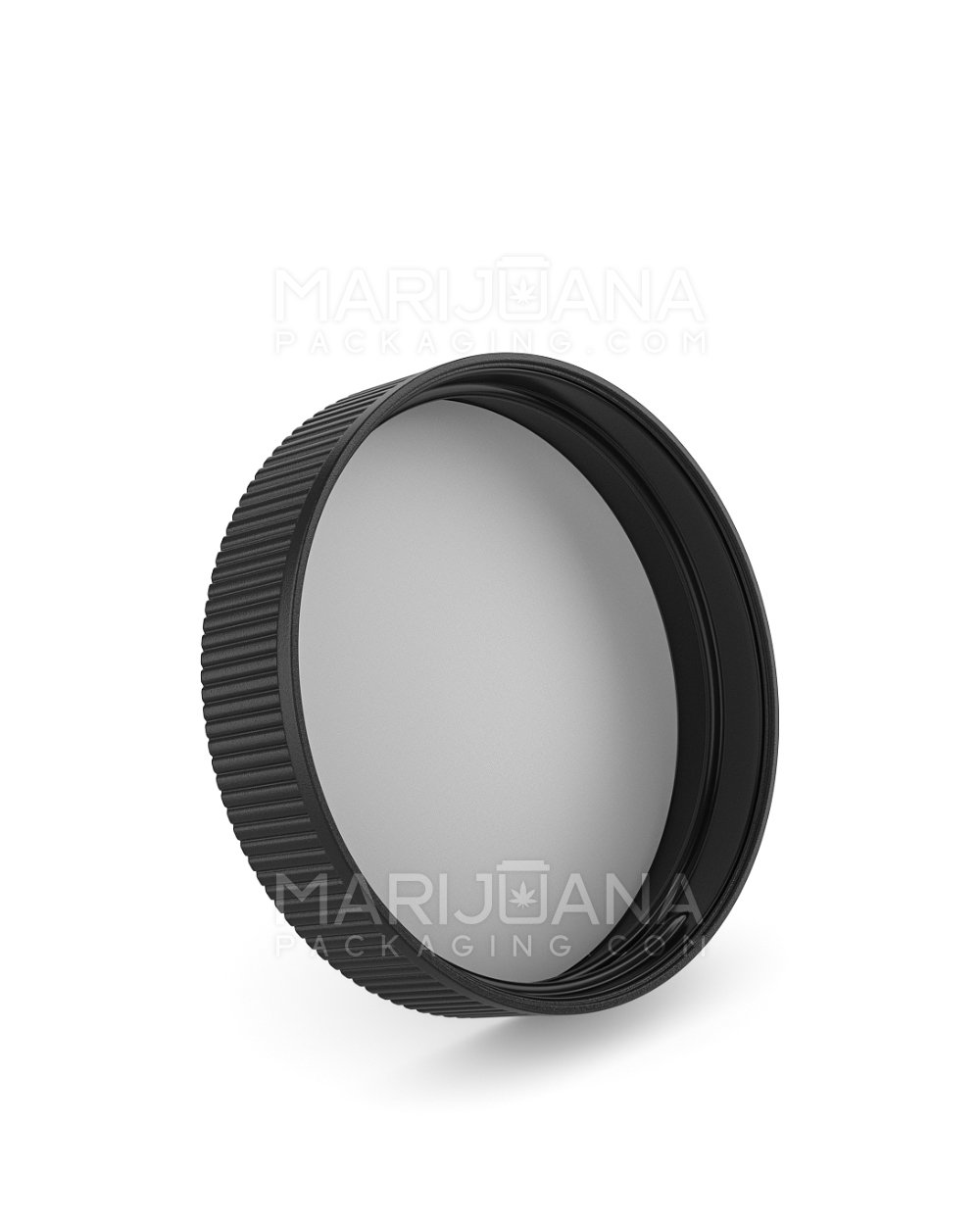 Child Resistant | Ribbed Push Down & Turn Plastic Caps w/ Foam Liner | 70mm - Matte Black - 36 Count - 2