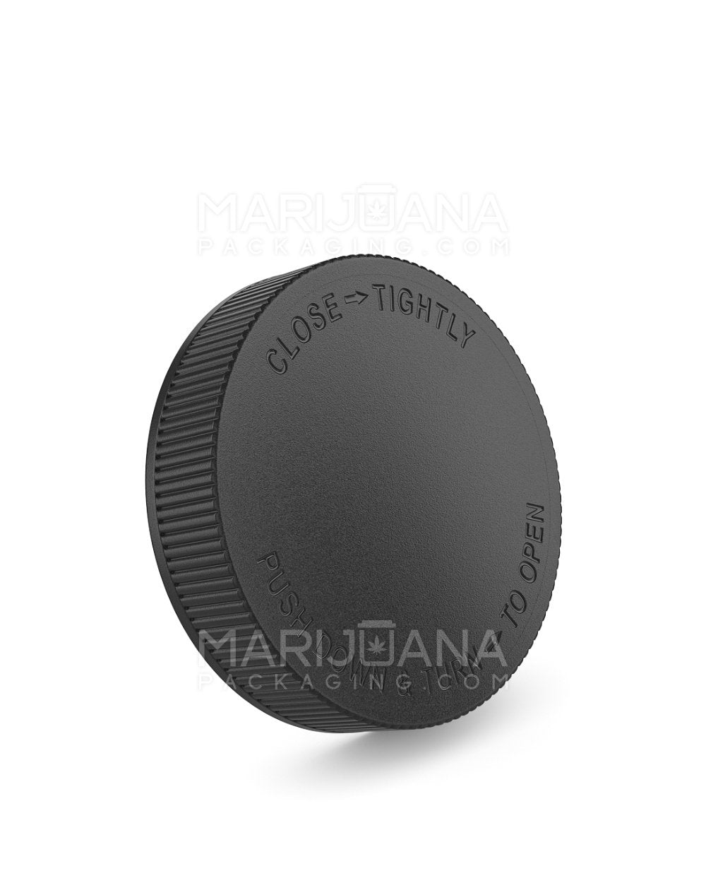 Child Resistant | Ribbed Push Down & Turn Plastic Caps w/ Foam Liner | 70mm - Matte Black - 36 Count - 1