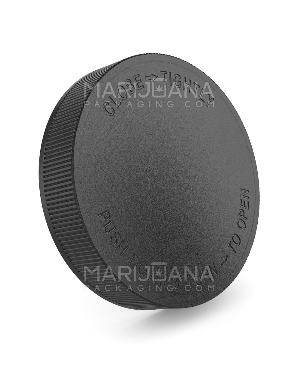 Child Resistant | Ribbed Push Down & Turn Plastic Caps w/ Foam Liner | 89mm - Matte Black - 12 Count - 1