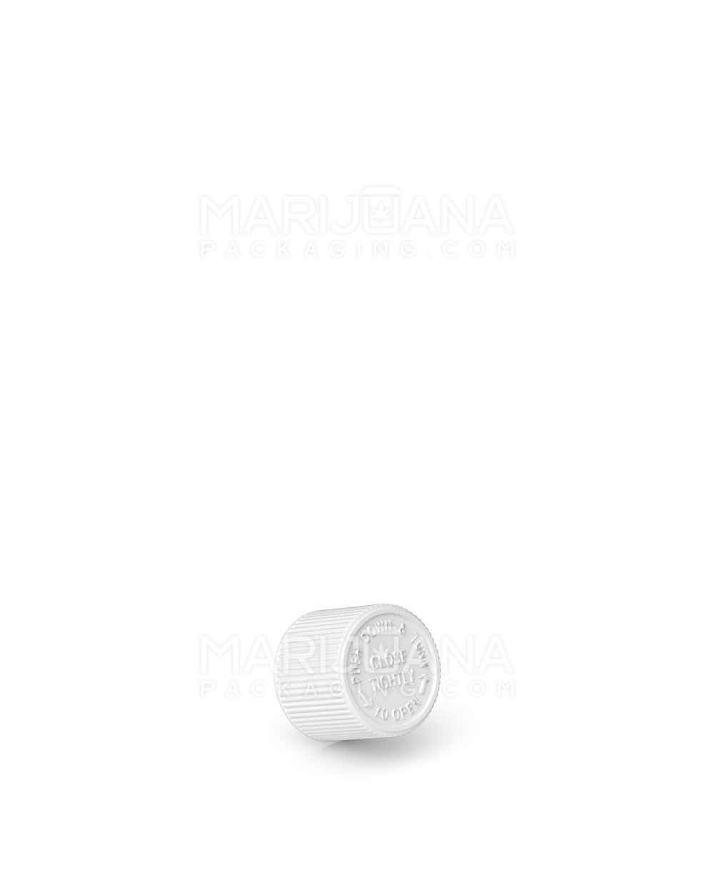 Child Resistant Ribbed Push Down & Turn Plastic Caps for Glass Tube | 18mm - Matte White | Sample - 1