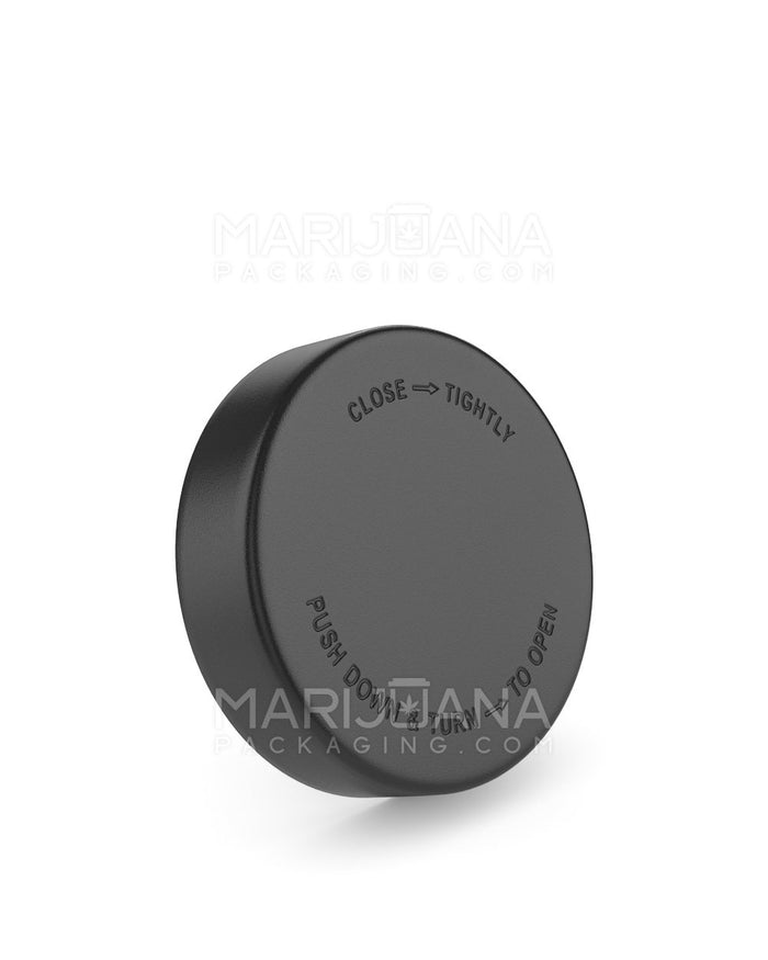 Child Resistant Smooth Push Down & Turn Plastic Caps | 57mm - Semi Gloss Black | Sample Image