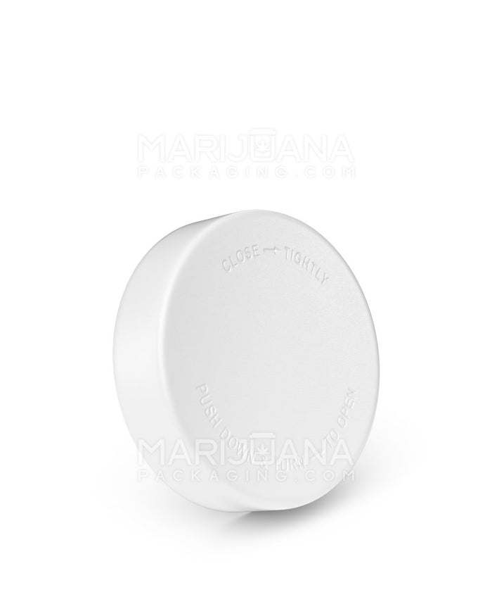 Child Resistant Smooth Push Down & Turn Plastic Caps | 57mm - Semi Gloss White | Sample Image