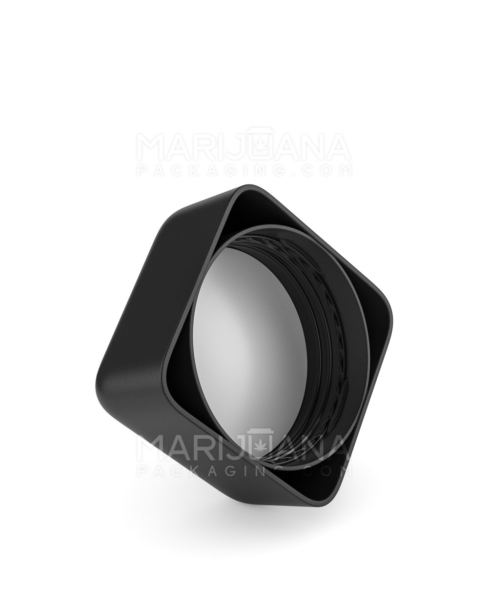 Child Resistant | Square Push Down & Turn Plastic Caps w/ Foam Liner | 46mm - Matte Black - 80 Count - 2