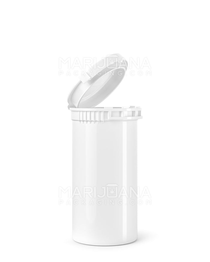 Child Resistant & Tamper Evident Opaque White Pop Top Bottles | 13dr - 2g | Sample Image