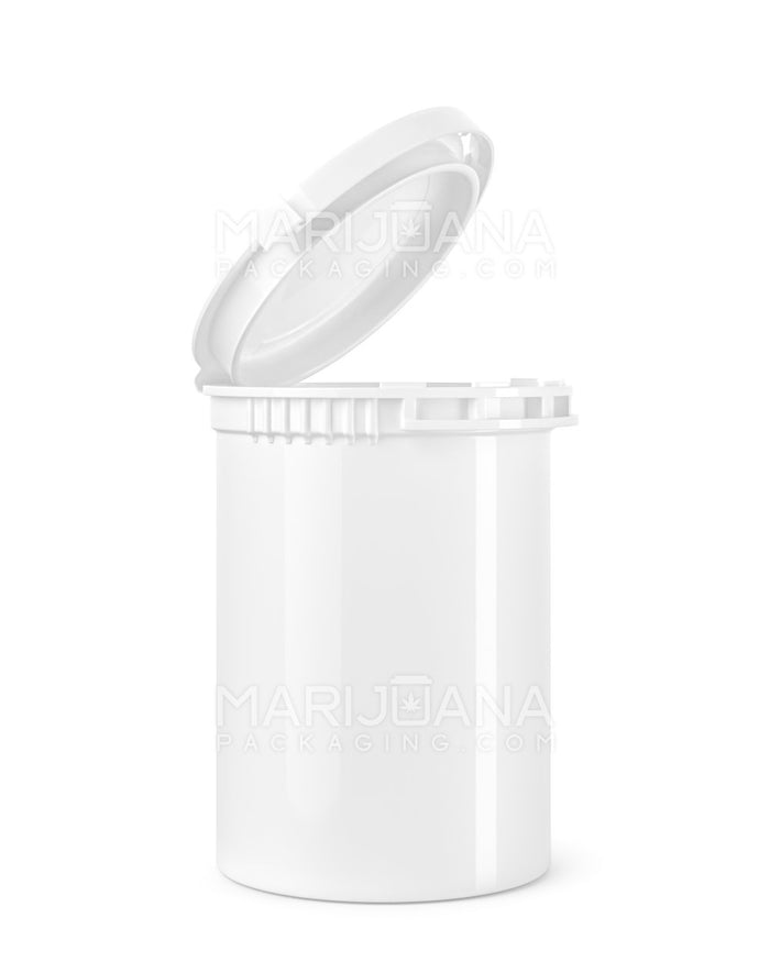 Child Resistant & Tamper Evident Opaque White Pop Top Bottles | 30dr - 7g | Sample Image