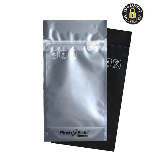 Child Resistant & Tamper Evident Pinch N Slide 2.0 Black Vista Mylar Bags | 5in x 8.5in - 14g | Sample - 1