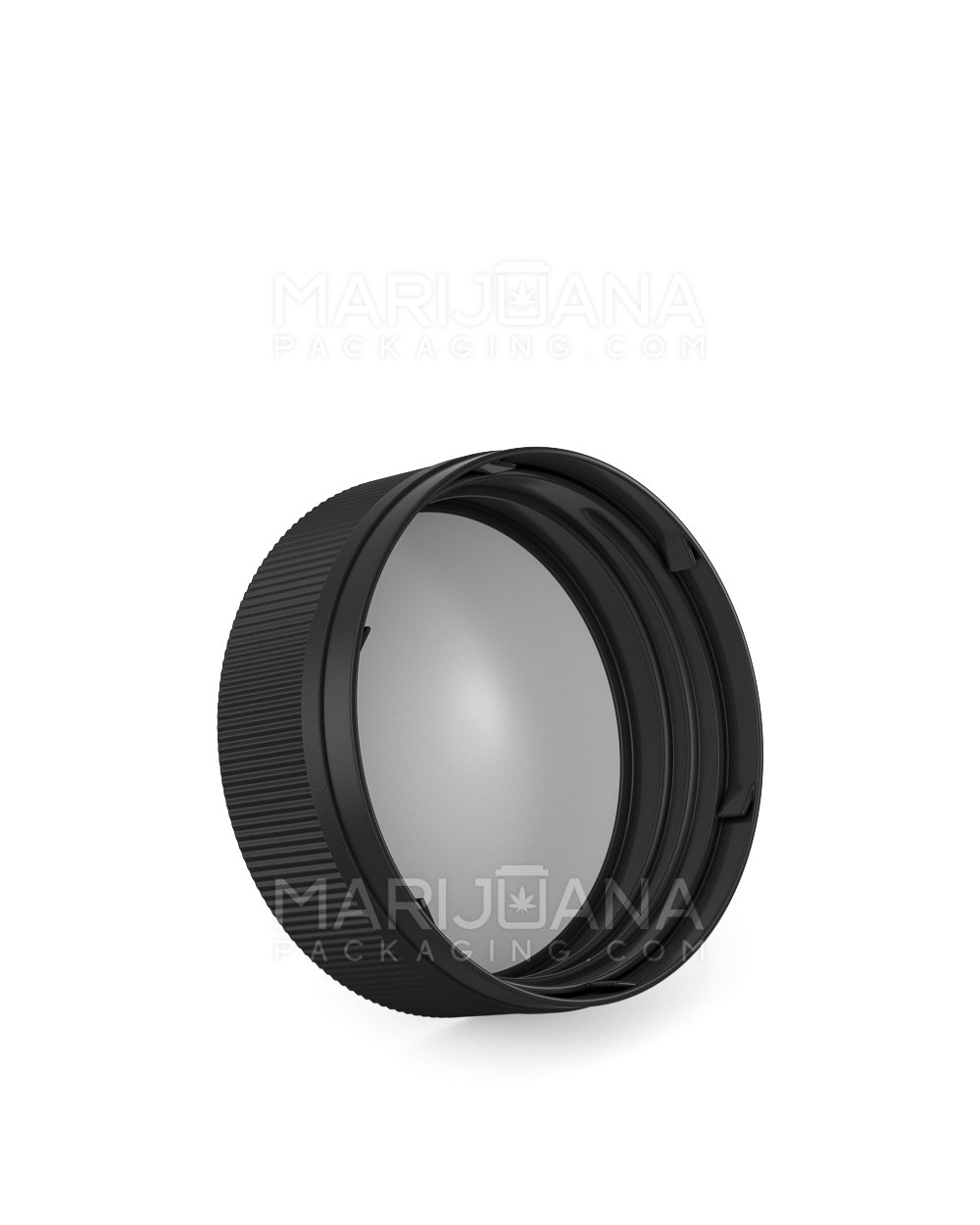 Child Resistant & Tamper Evident | Ribbed Push Down & Turn Plastic Caps w/ Foam Liner | 53mm - Semi Gloss Black  - 2