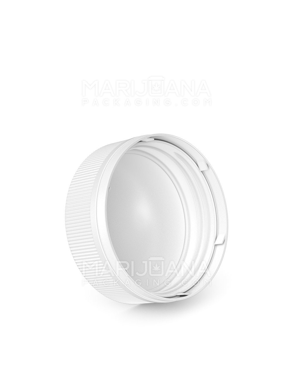 Child Resistant & Tamper Evident | Ribbed Push Down & Turn Plastic Caps w/ Foam Liner | 53mm - Semi Gloss White  - 2