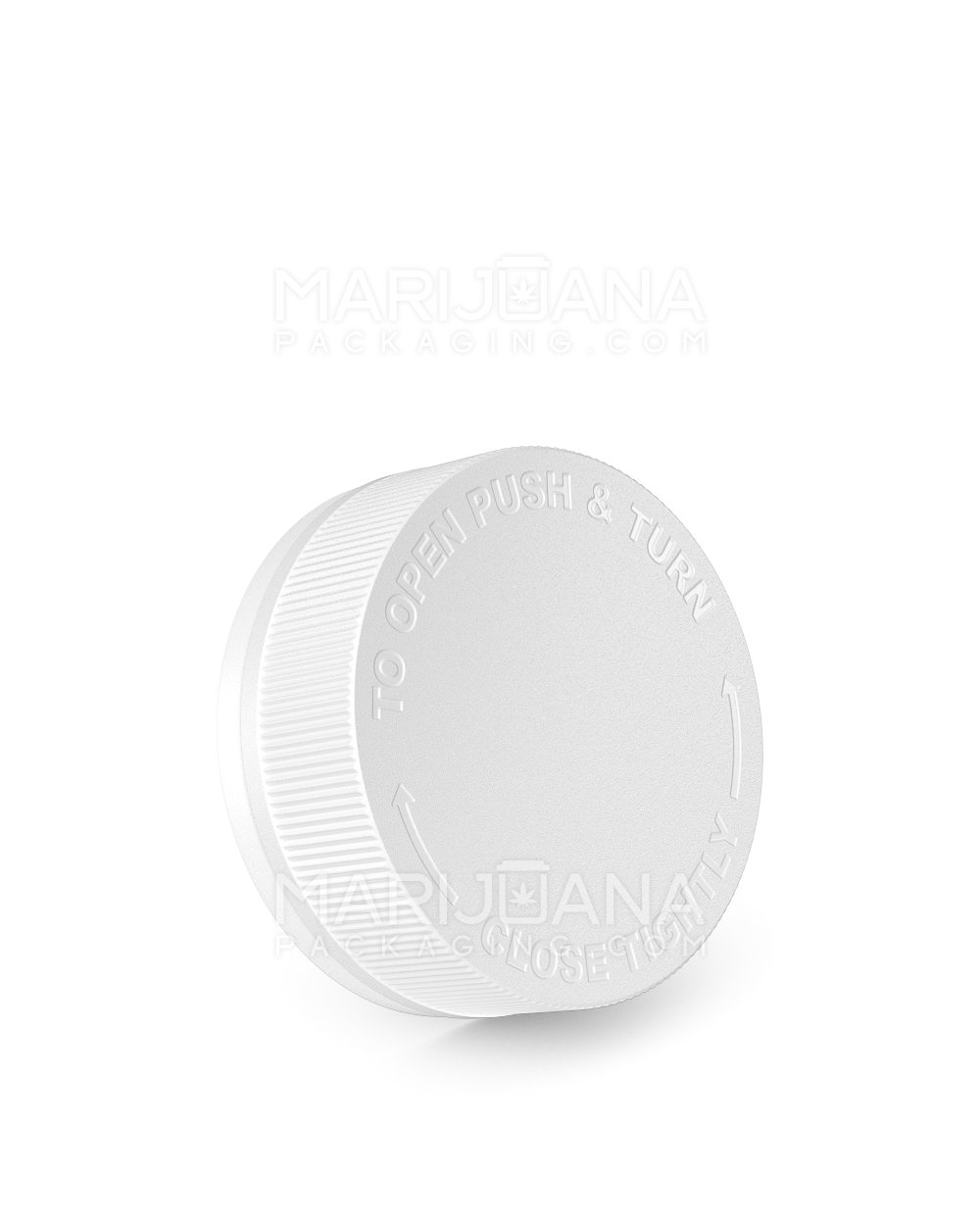 Child Resistant & Tamper Evident | Ribbed Push Down & Turn Plastic Caps w/ Foam Liner | 53mm - Semi Gloss White  - 1