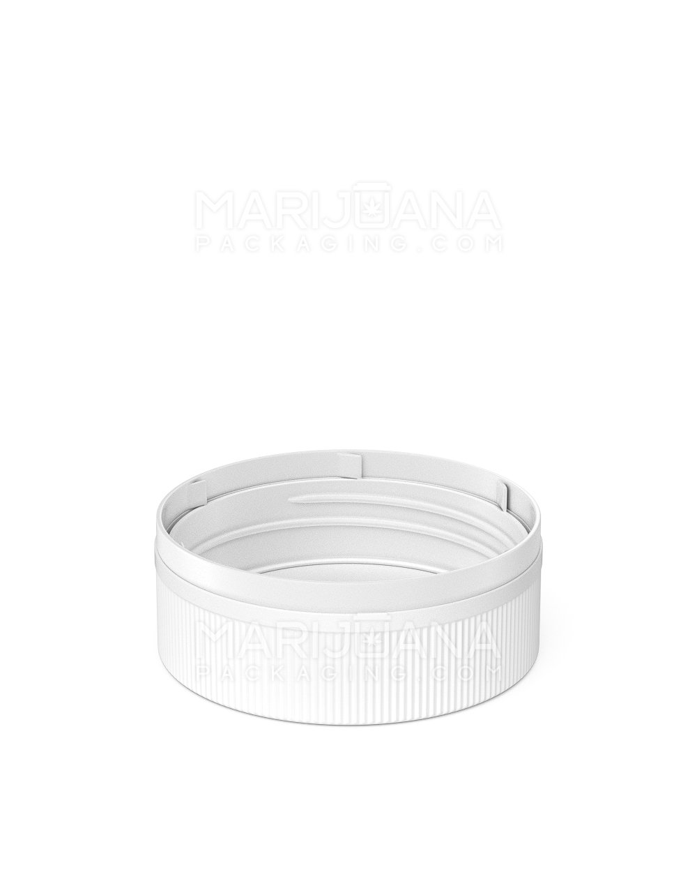 Child Resistant & Tamper Evident | Ribbed Push Down & Turn Plastic Caps w/ Foam Liner | 53mm - Semi Gloss White  - 4