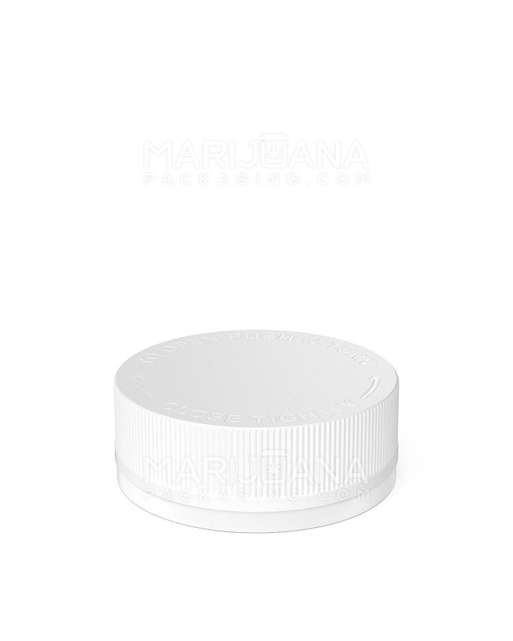 Child Resistant & Tamper Evident | Ribbed Push Down & Turn Plastic Caps w/ Foam Liner | 53mm - Semi Gloss White  - 3