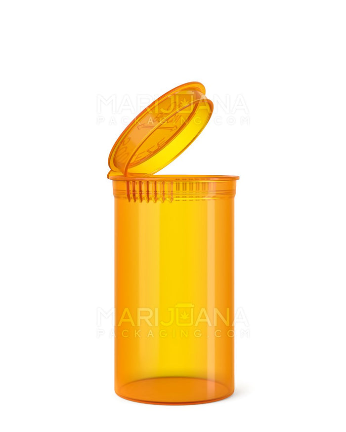 Child Resistant Transparent Amber Pop Top Bottles | 19dr - 3.5g | Sample Image