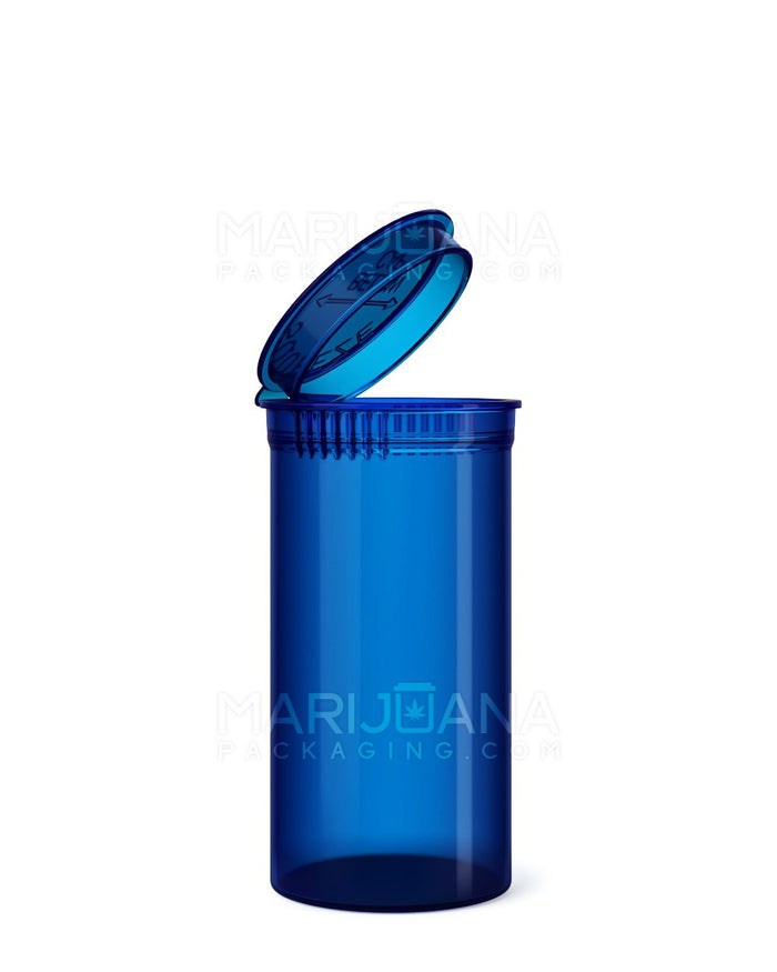 Child Resistant Transparent Blue Pop Top Bottles | 13dr - 2g | Sample Image