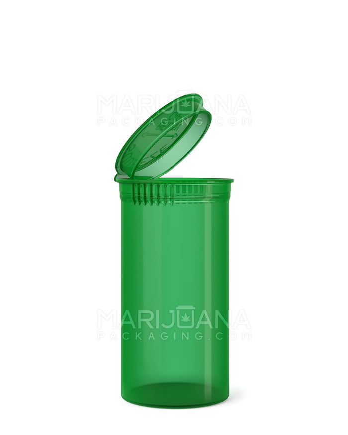 Child Resistant Transparent Green Pop Top Bottles | 13dr - 2g | Sample Image