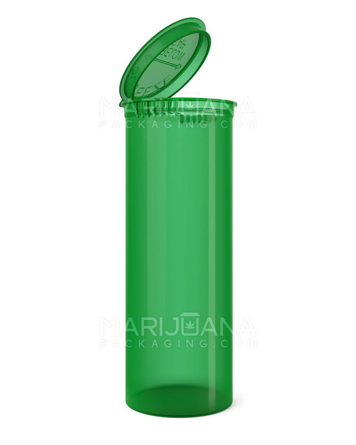 Child Resistant Transparent Green Pop Top Bottles | 60dr - 14g | Sample Image