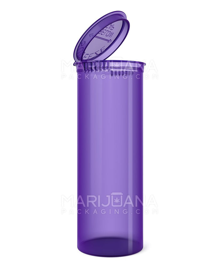 Child Resistant Transparent Purple Pop Top Bottles | 60dr - 14g | Sample Image