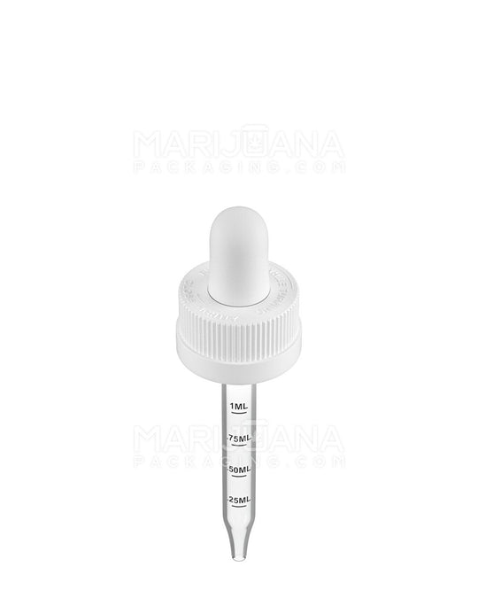 Child Resistant | White Graduated Ribbed Glass Dropper Cap | 1oz - 1mL - 360 Count - 2