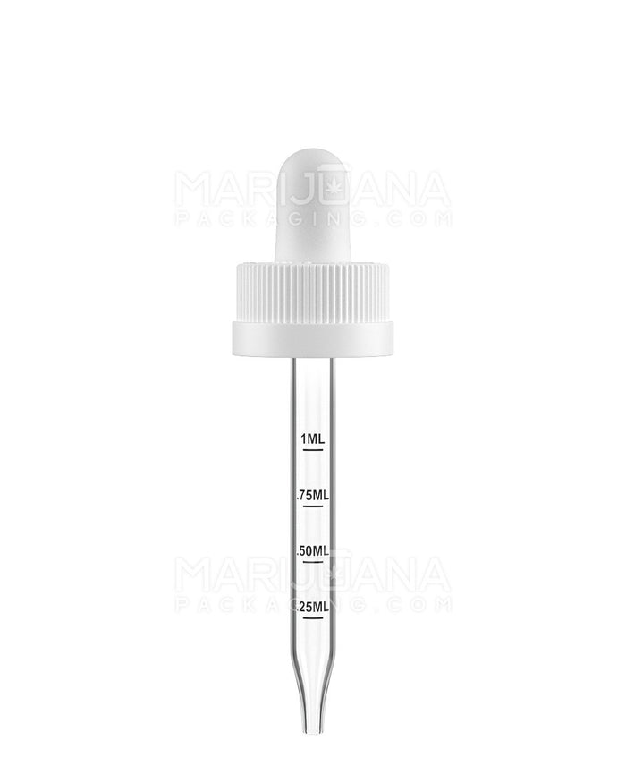 Child Resistant White Graduated Ribbed Glass Dropper Cap | 1oz - 1mL | Sample Image