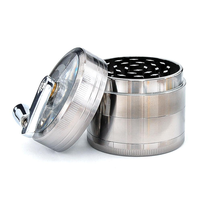 CHROMIUM CRUSHER | Magnetic Metal Grinder w/ Handle | 4 Piece - 57mm - Silver Image