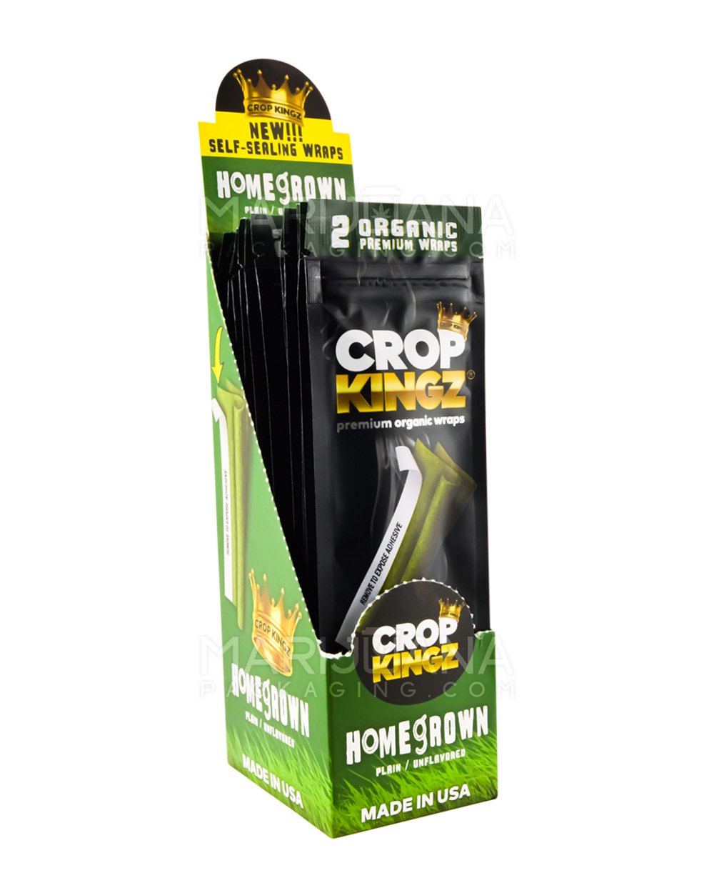 CROP KINGZ | 'Retail Display' Organic Hemp Blunt Wraps | Self Sealing - Home Grown - 15 Count - 1