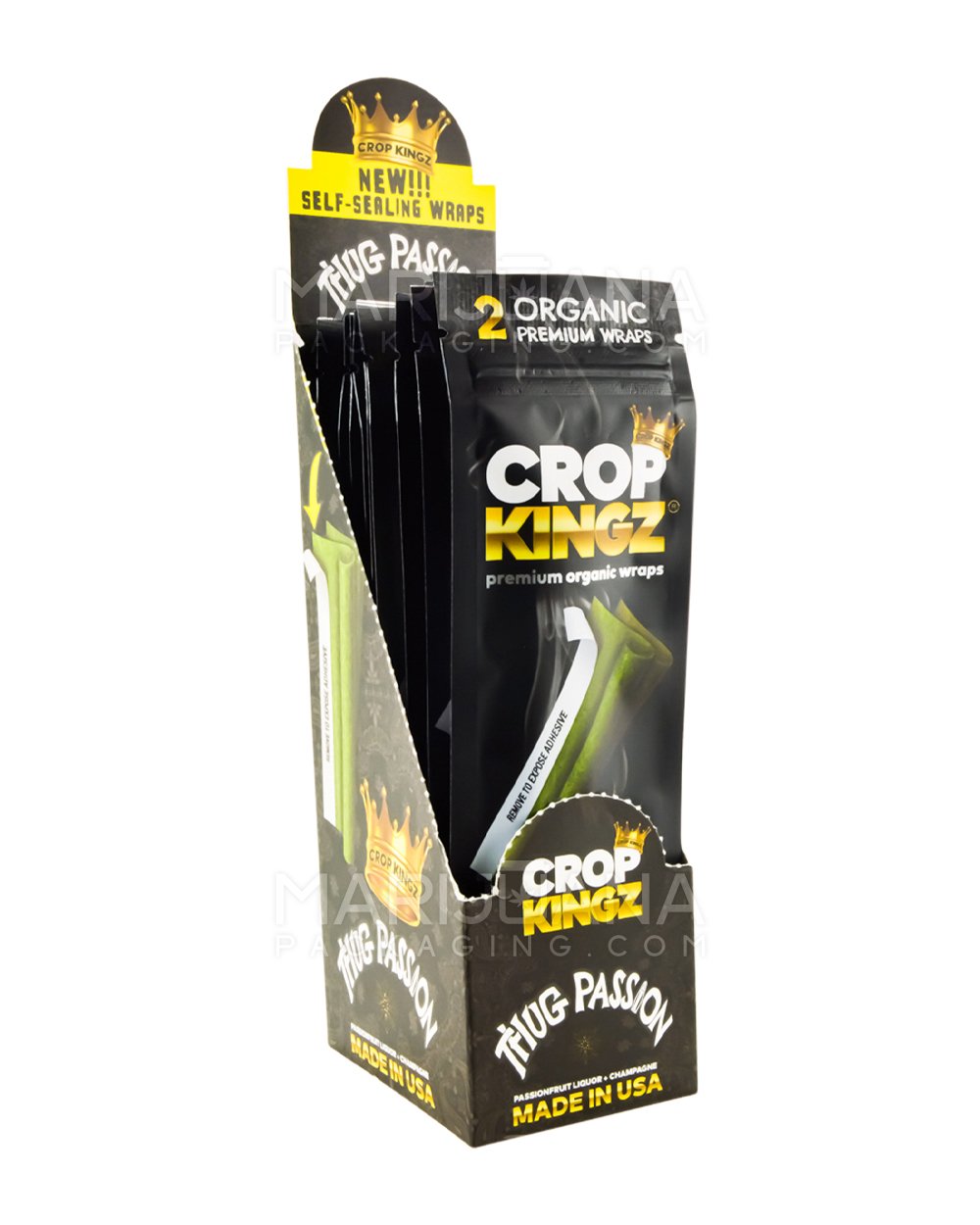 CROP KINGZ | 'Retail Display' Organic Hemp Blunt Wraps | Self Sealing - Thug Passion - 15 Count - 1