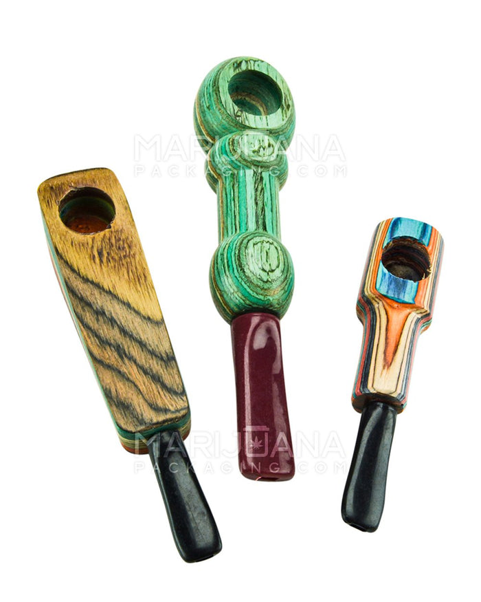 Flat Mouth Spoon Hand Pipe | 4in Long - Wood - Assorted Image