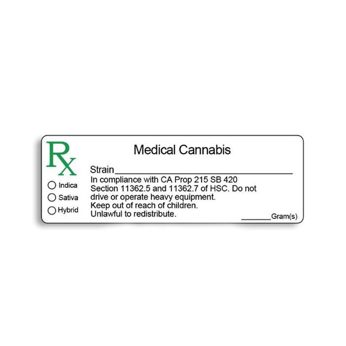 Glossy California Medical Labels | 3in x 1in - Rectangle - 1000 Count Image