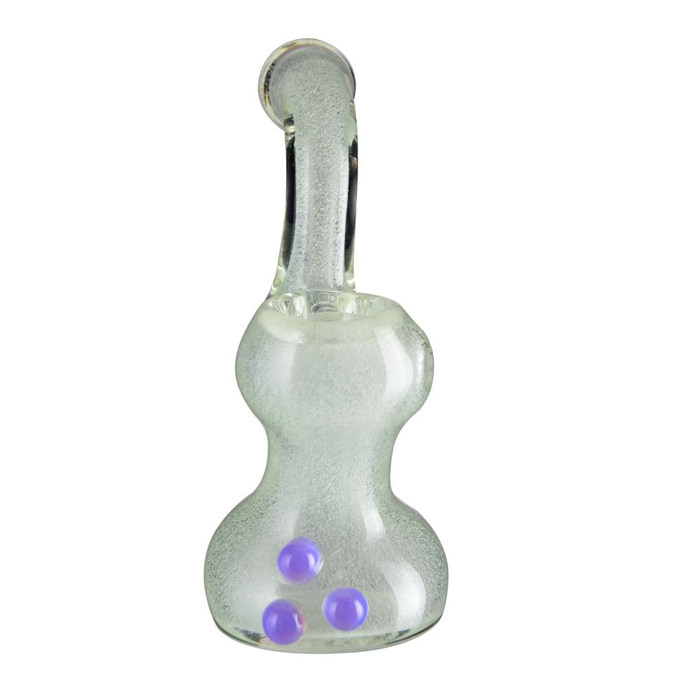 Glow-in-the-Dark | Bubbler w/ Triple Knockers | 4.5in Tall - Glass - Gray - 4