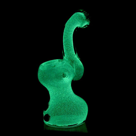 Glow-in-the-Dark | Bubbler w/ Triple Knockers | 4.5in Tall - Glass - Gray - 5