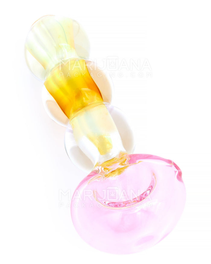 Double Blown | Gold Fumed Bulged Spoon Hand Pipe | 4.5in Long - Glass - Pink Image