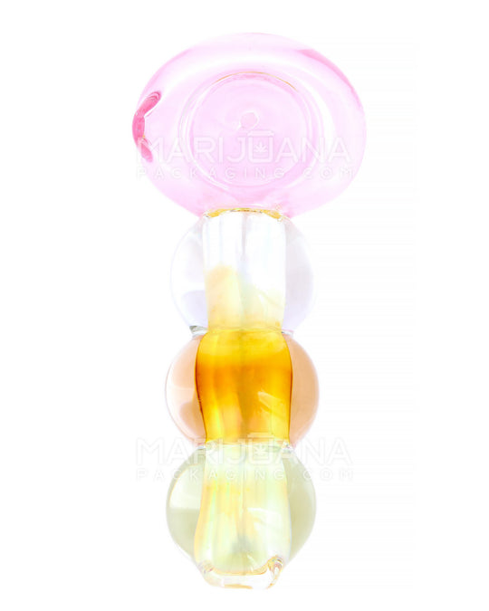 Double Blown | Gold Fumed Bulged Spoon Hand Pipe | 4.5in Long - Glass - Pink - 2