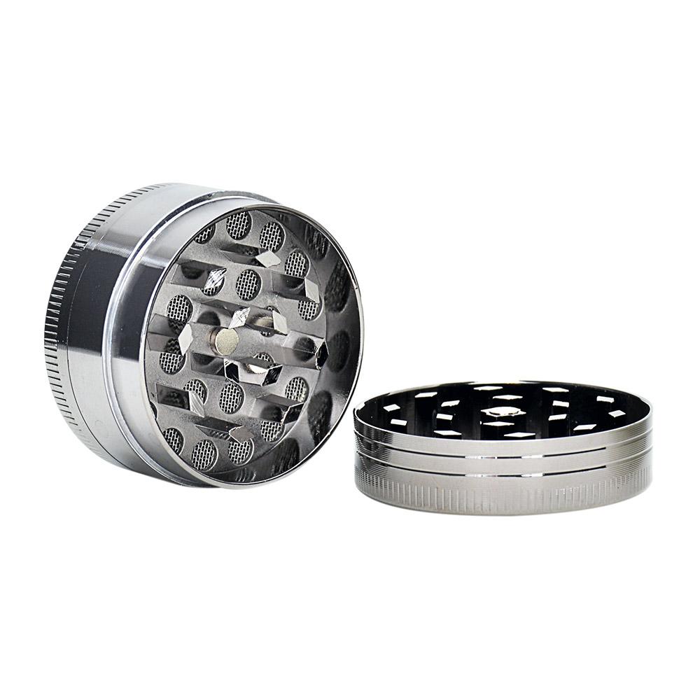 High Grade Magnetic Metal Grinder w/ Catcher | 3 Piece - 40mm - Silver - 2