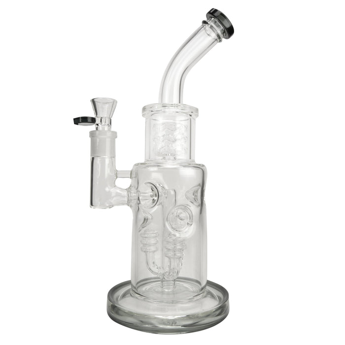 Inverted Percolator Water Pipe | 12in - Black Glass - 18mm Image